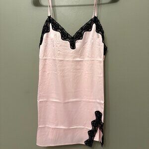 Victoria's Secret Tease Satin Lace-Trim Mini Slip Dress Nightgown- Angel Pink